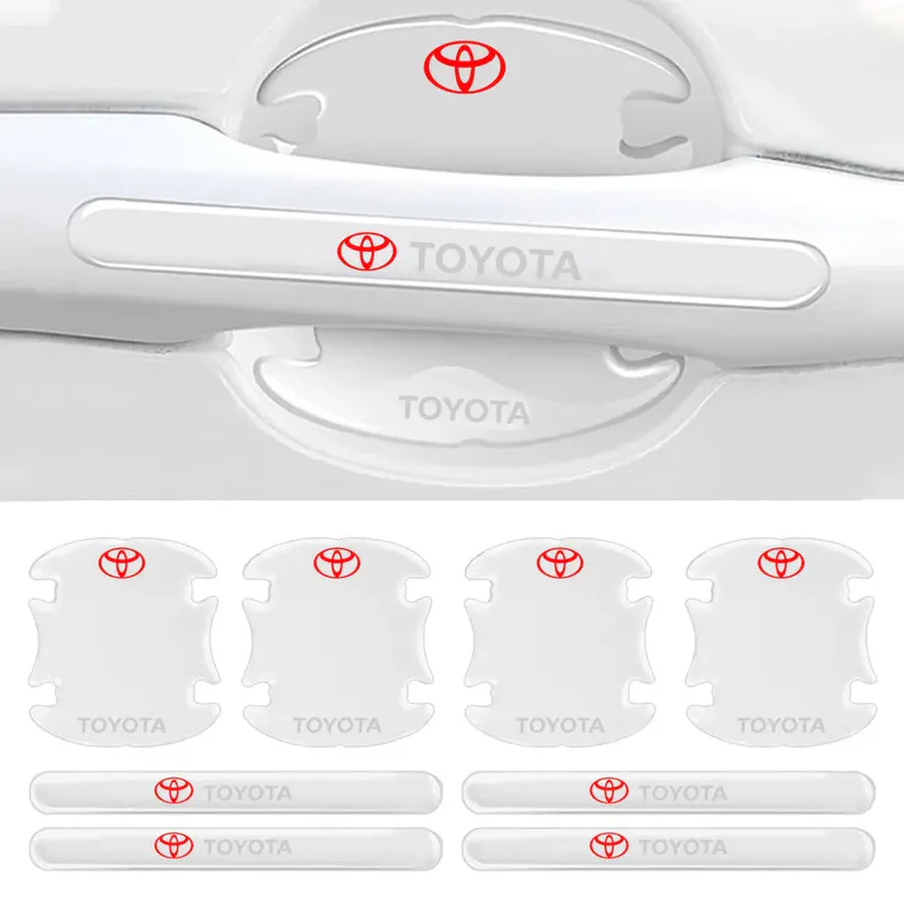 8pcs Transparent Toyota Car Door Handle Bowl Anti-Scratch Strips – Universal Fit